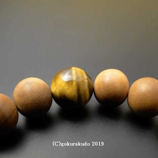 数珠 ブレス 白檀 主玉10mm 親・2天虎目石入り画像