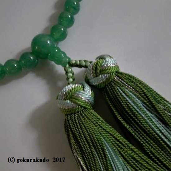 女性用略式数珠 主玉7mm玉 総アベン(翡翠)花かがり正絹房画像