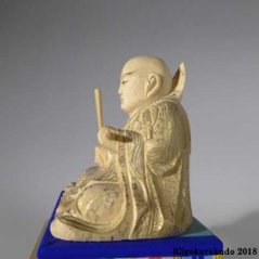 日蓮聖人像 2寸 檜 金箔台座（国産）画像