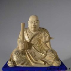 日蓮聖人像 2寸 檜 金箔台座（国産）画像