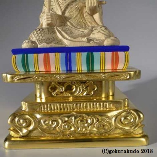 日蓮聖人像 2寸 檜 金箔台座（国産）画像