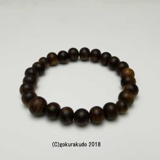 数珠ブレス素びき（縞）栴檀（せんだん）9mm玉画像