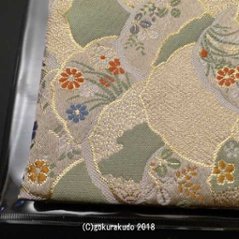経本数珠入れ フルサイズ 淡い緑地-H画像