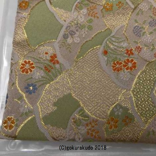 経本数珠入れ フルサイズ 淡い緑地-H画像