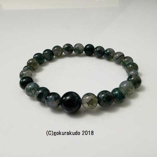 数珠ブレス 青苔メノウ 主玉8mm画像