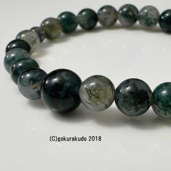 数珠ブレス 青苔メノウ 主玉8mm画像