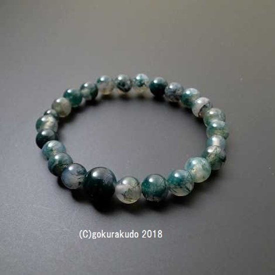 数珠ブレス 青苔メノウ 主玉8mm画像