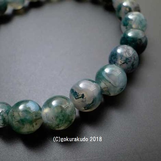 数珠ブレス 青苔メノウ 主玉8mm画像