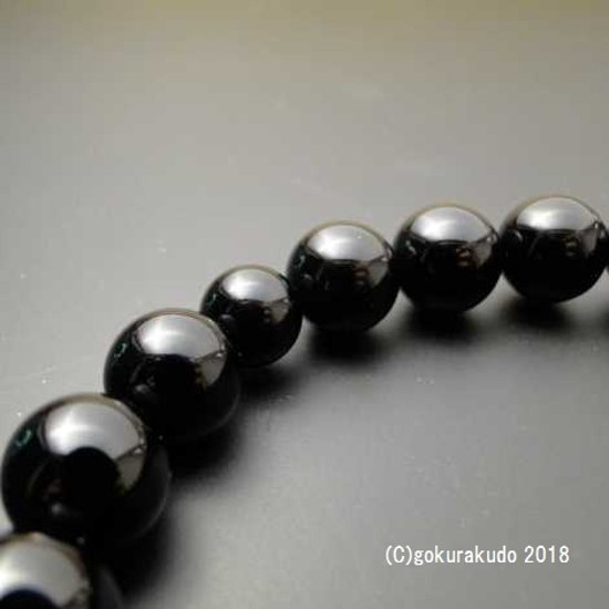 数珠 男性用 主玉(おもだま)22個入 総ブラックオニキス正絹頭付房（黒色）画像