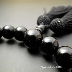 数珠 男性用 主玉(おもだま)22個入 総ブラックオニキス正絹頭付房（黒色）画像