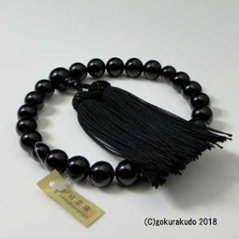 数珠 男性用 主玉(おもだま)22個入 総ブラックオニキス正絹頭付房（黒色）画像