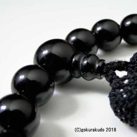 数珠 男性用 主玉(おもだま)22個入 総ブラックオニキス正絹頭付房（黒色）画像