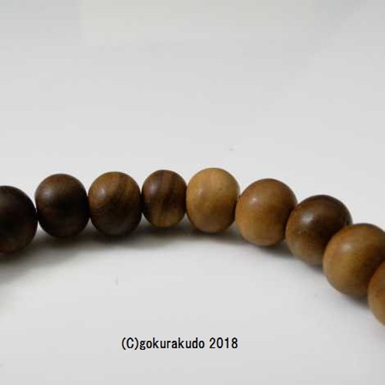  数珠ブレス 総白檀 主玉尺玉（穴～穴約6mmm）画像