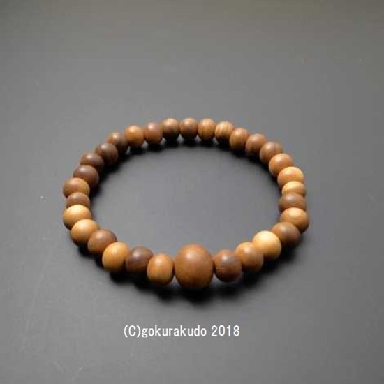 数珠ブレス 総白檀 主玉尺玉（穴～穴約6mmm）画像