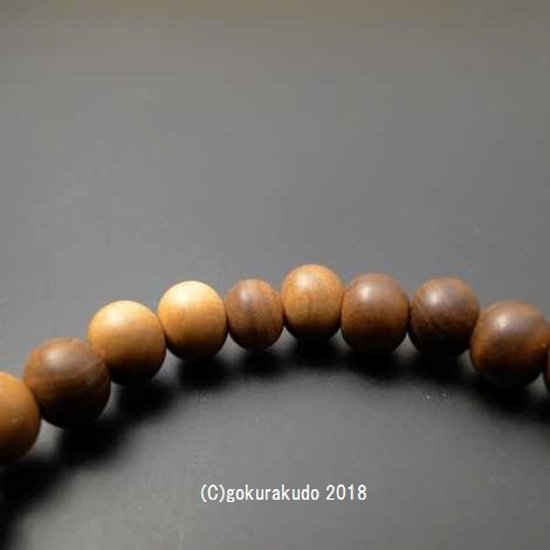  数珠ブレス 総白檀 主玉尺玉（穴～穴約6mmm）画像