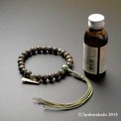 数珠 男性用 主玉リグナムバイタ(緑壇)23個入り（親・2天・ボサ）独山玉 正絹紐房画像