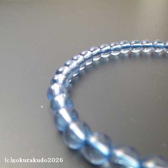 数珠 女性用 主玉(おもだま)7mm ブルーガラス 正絹頭付房水色画像