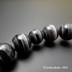 数珠 男性用 総黒縞メノウ 主玉22個入り ２色正絹頭付房画像