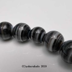 数珠 男性用 総黒縞メノウ 主玉22個入り ２色正絹頭付房画像