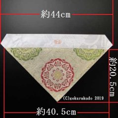 三角打敷き（紗の布）70代 夏用 白地本金(中央赤柄)-H画像