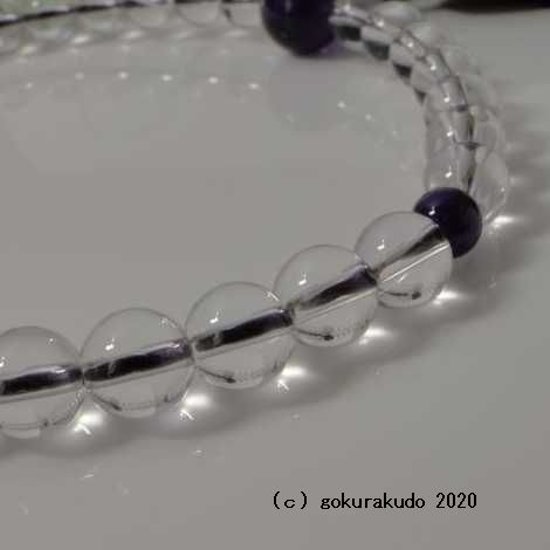 数珠 女性用 主玉水晶8mm、 (親・２天・ぼさ)紫水晶 正絹頭付房(紫紺色)画像