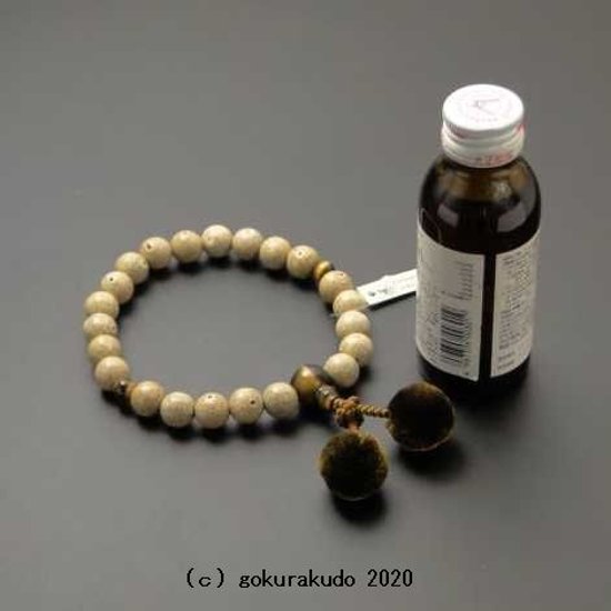 数珠 男性用 星月菩提樹 主玉(おもだま)22個入り 親・2天・ぼさ虎目石 正絹梵天房 利休色画像