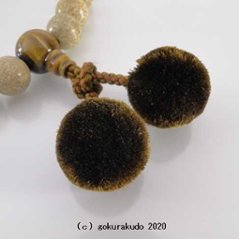 数珠 男性用 星月菩提樹 主玉(おもだま)22個入り 親・2天・ぼさ虎目石 正絹梵天房 利休色画像