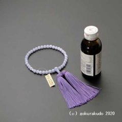 数珠 女性用 総カルセドニー 主玉7ｍｍ 正絹頭房藤色画像