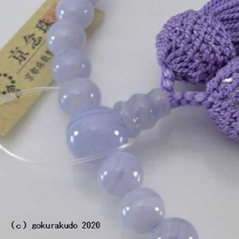 数珠 女性用 総カルセドニー 主玉7ｍｍ 正絹頭房藤色画像