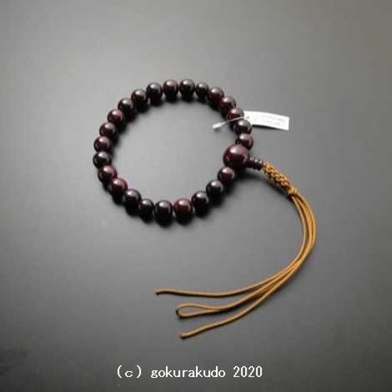 数珠 男性用 総紫檀(艶あり) 主玉22個入 正絹紐房4本組画像