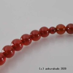 数珠 女性用 総メノウ、主玉(おもだま)7ｍｍ正絹頭付き房エンジ色画像