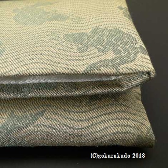 数珠入れ 正絹 名物裂 緑系色（鯛柄）-H画像