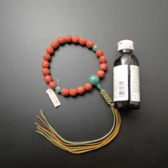 数珠 男性用 堆朱(ついしゅ) 主玉(おもだま)20入、(親・２天・ボサ) 翡翠入り 正絹紐房画像