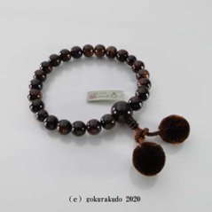 数珠 男性用 総縞紫檀(艶あり) 主玉22個入 茶色梵天房画像