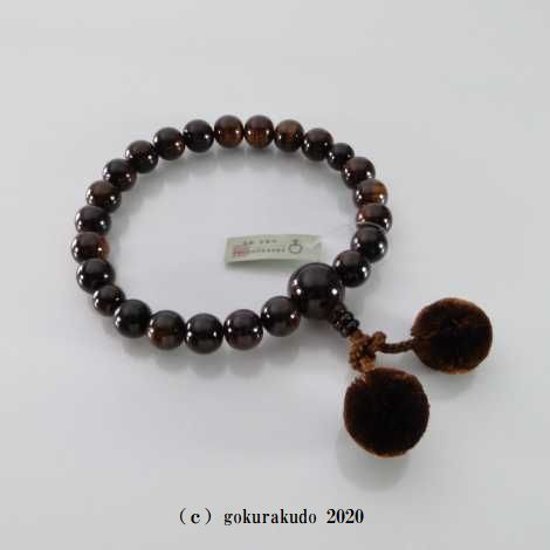 数珠 男性用 総縞紫檀(艶あり) 主玉22個入 茶色梵天房画像