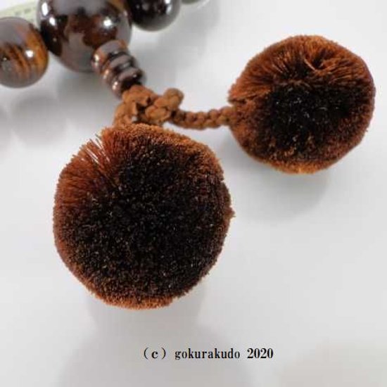 数珠 男性用 総縞紫檀(艶あり) 主玉22個入 茶色梵天房画像