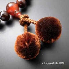 数珠 男性用 主玉縞紫檀27個入、(親・２天・ボサ)メノウ 茶色梵天房画像