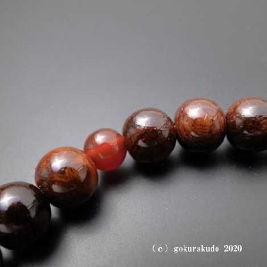 数珠 男性用 主玉縞紫檀27個入、(親・２天・ボサ)メノウ 茶色梵天房画像