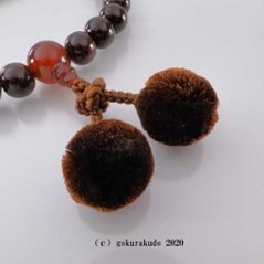 数珠 男性用 主玉縞紫檀27個入、(親・２天・ボサ)メノウ 茶色梵天房画像