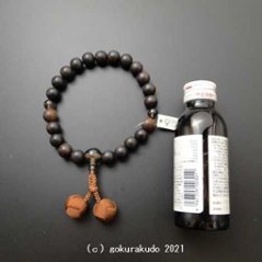 数珠 男性用 素挽き縞黒檀 主玉(おもだま)22個入、(親・２天・ぼさ)茶水晶 茶色利休房画像