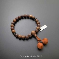 数珠 男性用 主玉(おもだま)栴檀(せんだん)22個入、2天茶水晶、利休房(茶色)の画像