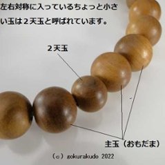 数珠 男性用 総白檀 主玉22個入り 正絹頭付房（ｃ-21）画像