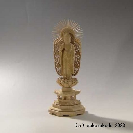 仏像 阿弥陀如来（西本願寺用） 3.5寸 総柘植（つげ）画像