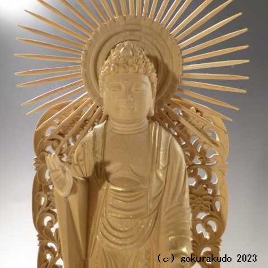 仏像 阿弥陀如来（西本願寺用） 3.5寸 総柘植（つげ）画像