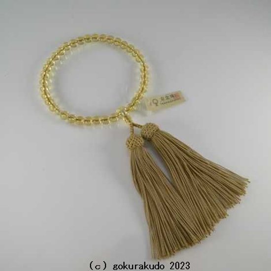 数珠 女性用 総黄水晶（主玉７ｍｍ） 正絹頭付き房画像