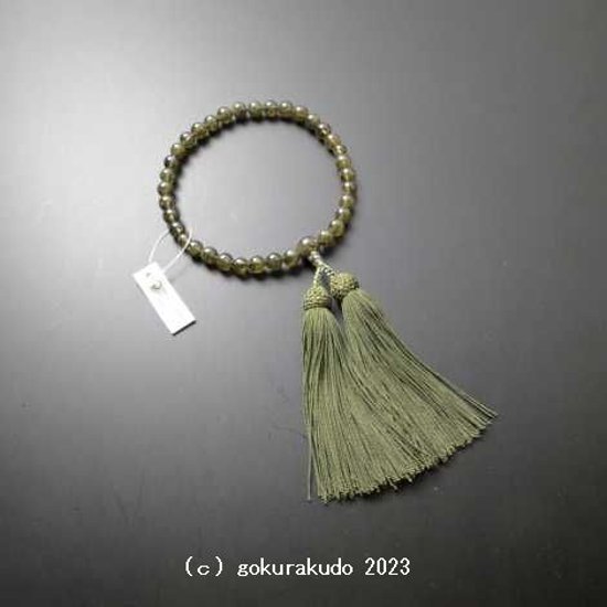 数珠 女性用 総グリーンガーネット 主玉8mm 正絹頭付き房画像