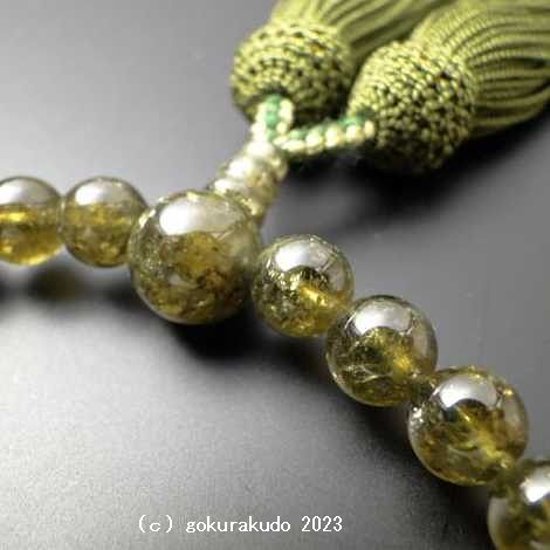数珠 女性用 総グリーンガーネット 主玉8mm 正絹頭付き房画像