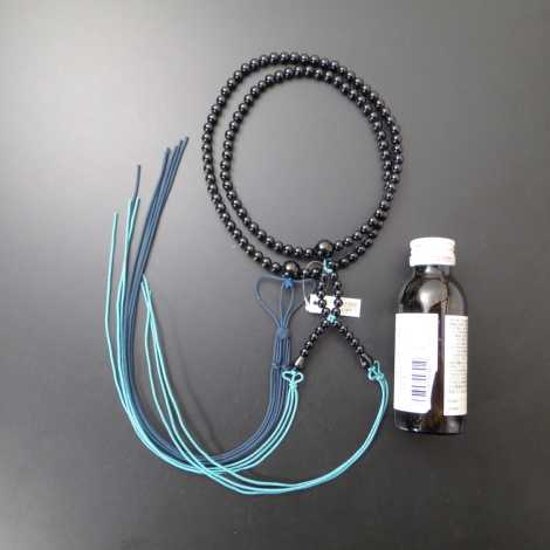 数珠 浄土真宗 布教用 総黒オニキス 正絹紐房画像