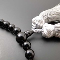 数珠 女性用 総ブラックオニキス 正絹花かがり房画像