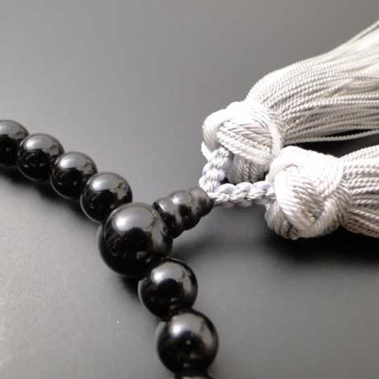 数珠 女性用 総ブラックオニキス 正絹花かがり房画像